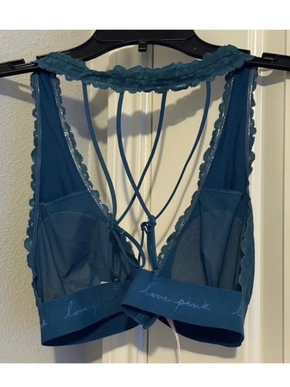 Pink VS teal strappy Lace Bralette